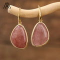 Classic Gold Dangle Earrings Natural Labradorite Amethysts Fashionable Crystal Hook Gemstone Jewelry Birthday Gift for Women