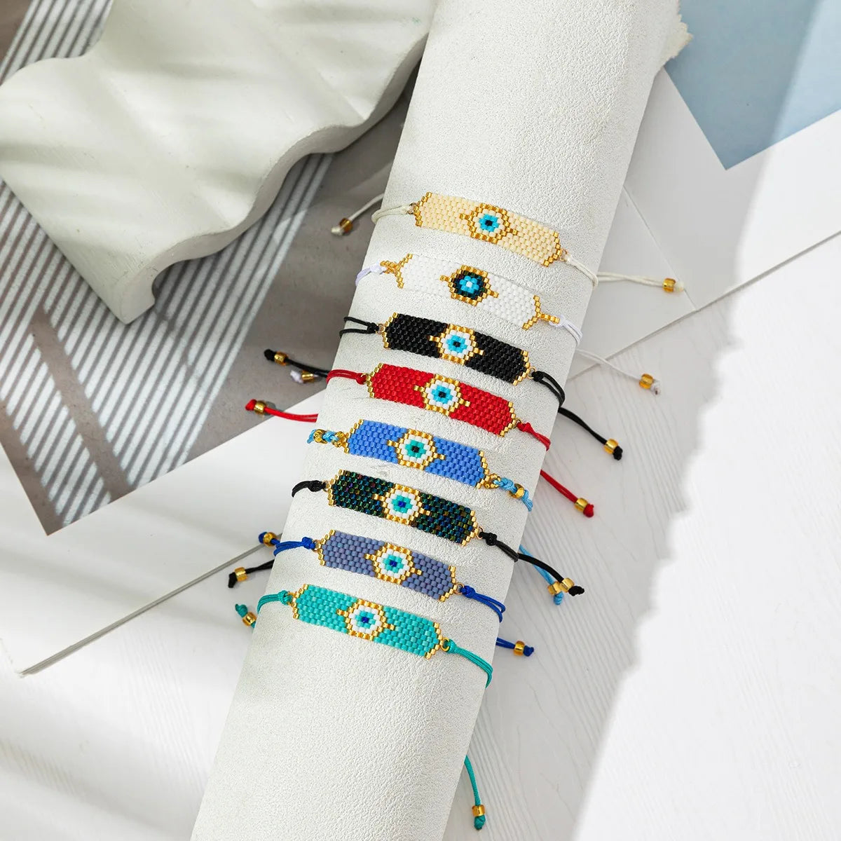 Handmade Bohemian Style Fashion Bracelet Adjustable Miyuki Bead Woven Eye Pattern Stylish Anniversary Bracelet Pour Les Amoureux