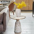 WISEMAX FURNITURE Light Luxury Slate Top Sofa Side Table Simple Round Marble Coffee Tea Table for Home Hotel Living Room
