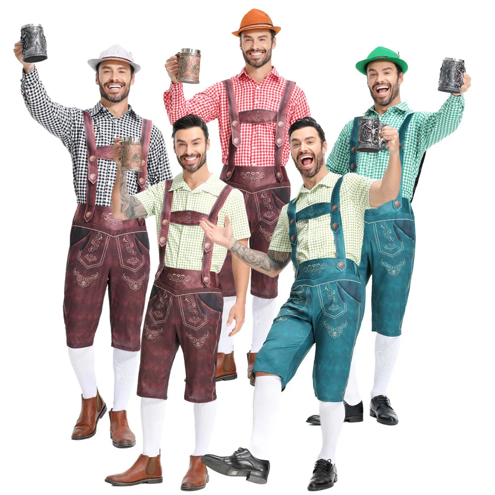 Men Oktoberfest Costume Traditional German Bavarian Beer Outfit Carnival Outfit Fancy Festival Party Clothes