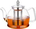 Glass Teapot Kettle with Stainless Steel Removable Infuser for Blooming Tea & Loose Leaf Tea