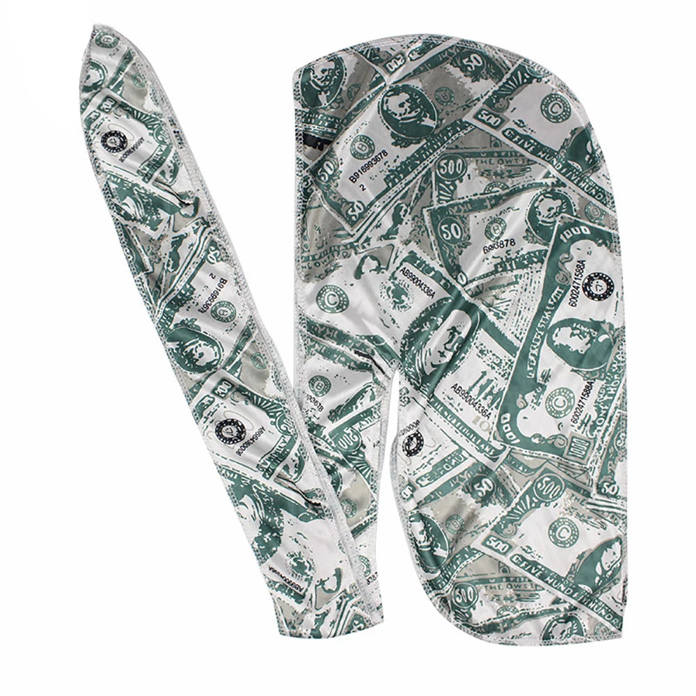Vendor Sell Long Tail Hat Polyester Do Rag Silky Satin Money Durags for Men