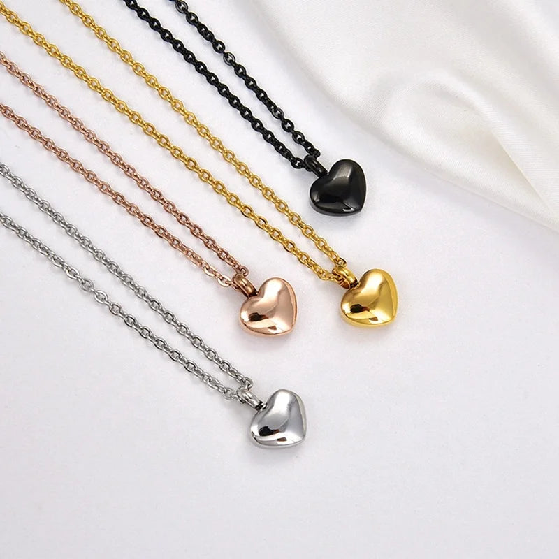 MECYLIFE Small Elegant Ashes Fur Urn Pendant Charms Women's Stainless Steel Heart Shaped Cremation Jewelry Necklace