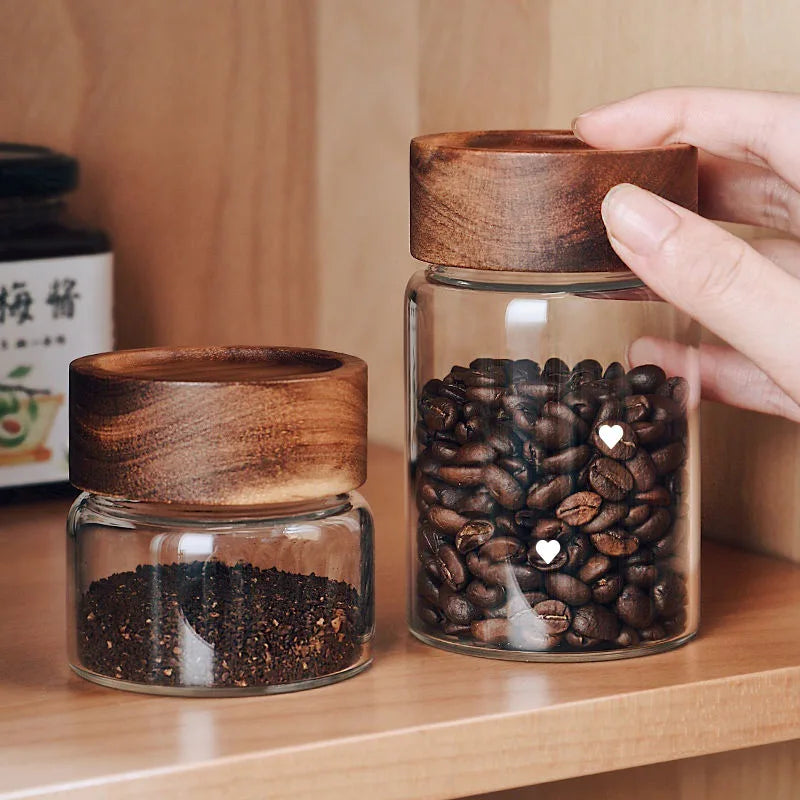 100-800ml Glass Spice Jars Honey Container with Acacia Wood Screw Lids Food Storage & Container