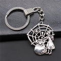 WYSIWYG 40x33mm Antique Silver Plated Zinc Alloy Poisonous Spider Cobweb Sorcery Witch Key Chain Souvenirs Gift P2-ABD-C11127