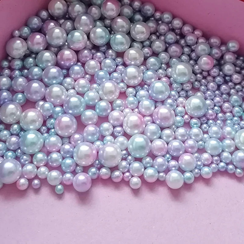 500g 4/5/6/8/10mm Mix Sizes DIY Craft Gradient Full Round Plastic Acrylic Pearl Beads No Hole