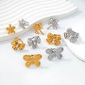 Fashion Stainless Steel Wholesale Jewelry Gold Plated Butterfly Bowknot Sea Turtle Star Accessories Open Adjustable Ring Woman