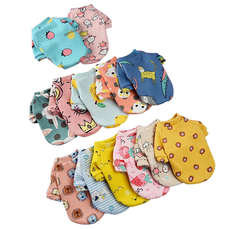 Cartoon Pet Clothes Plus Velvet Two-legged Sweater Fall Winter Hedging Casual Vests Cat T-shirt Puppy Dogs Clothes for Small Pet