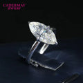 Classic Prong Setting Silver925 Marquise Moissanite Rings DEF VVS1 7x14mm 3ct Fancy Moissanite Diamond Jewelry for Ladies Gifts