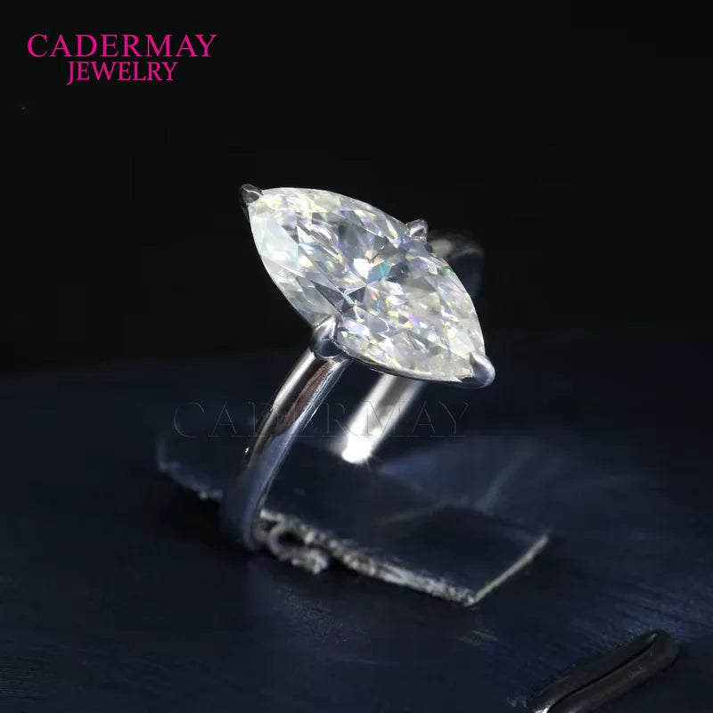 Classic Prong Setting Silver925 Marquise Moissanite Rings DEF VVS1 7x14mm 3ct Fancy Moissanite Diamond Jewelry for Ladies Gifts