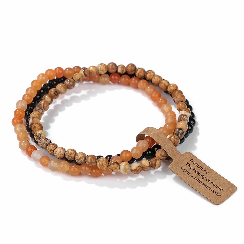 Natural Stone Bracelet 4mm Agate Turquoises Quartz Beads Elastic Bracelet Healing Yoga Jewelry for Women Men JBS12468