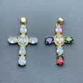 Wholesale Custom Bulk Shiny Cz Crystal Zircon Cross Necklace Pendants Charms for Jewelry Making Religious Accessories