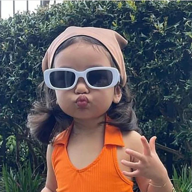 wholesales Children Fashion Sunglasses Rectangle Outdoor Small Frame Orange UV400 Protection PC Lenses