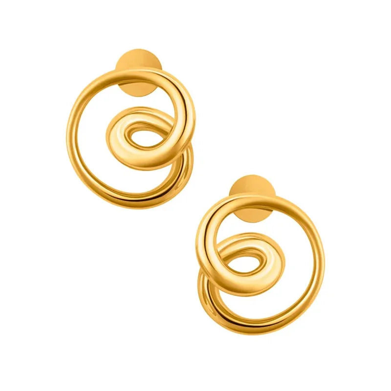 Creative Geometric Punk Style Women's Party Earrings Earring Wire Exaggerated Spiral Shaped Gold Plated Stainless Steel