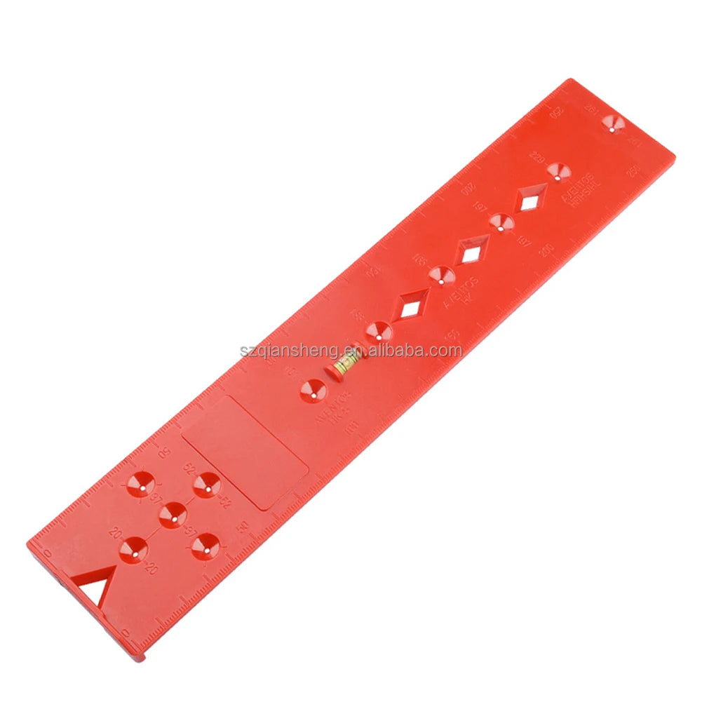 Woodworking Drill Punch Locator Jig Drill Guide Plastic Bubble Level Ruler Locator Hole Punch Tool for Woodworking