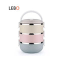 3 Tier Oval Thermal Stainless Steel Lunch Box Vacuum Insulated Bento Box for Kids