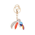 2025 Newest Colorful Enamel Bird Parrot Car Key Chain Bling Rhinestone Toucan Charm Keychain