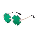 STORY STY8109 Fashion Frameless Lucky Clover Sun Glasses Women Green Lens UV400 Eyewear St. Patrick's Day Rimless Sunglasses