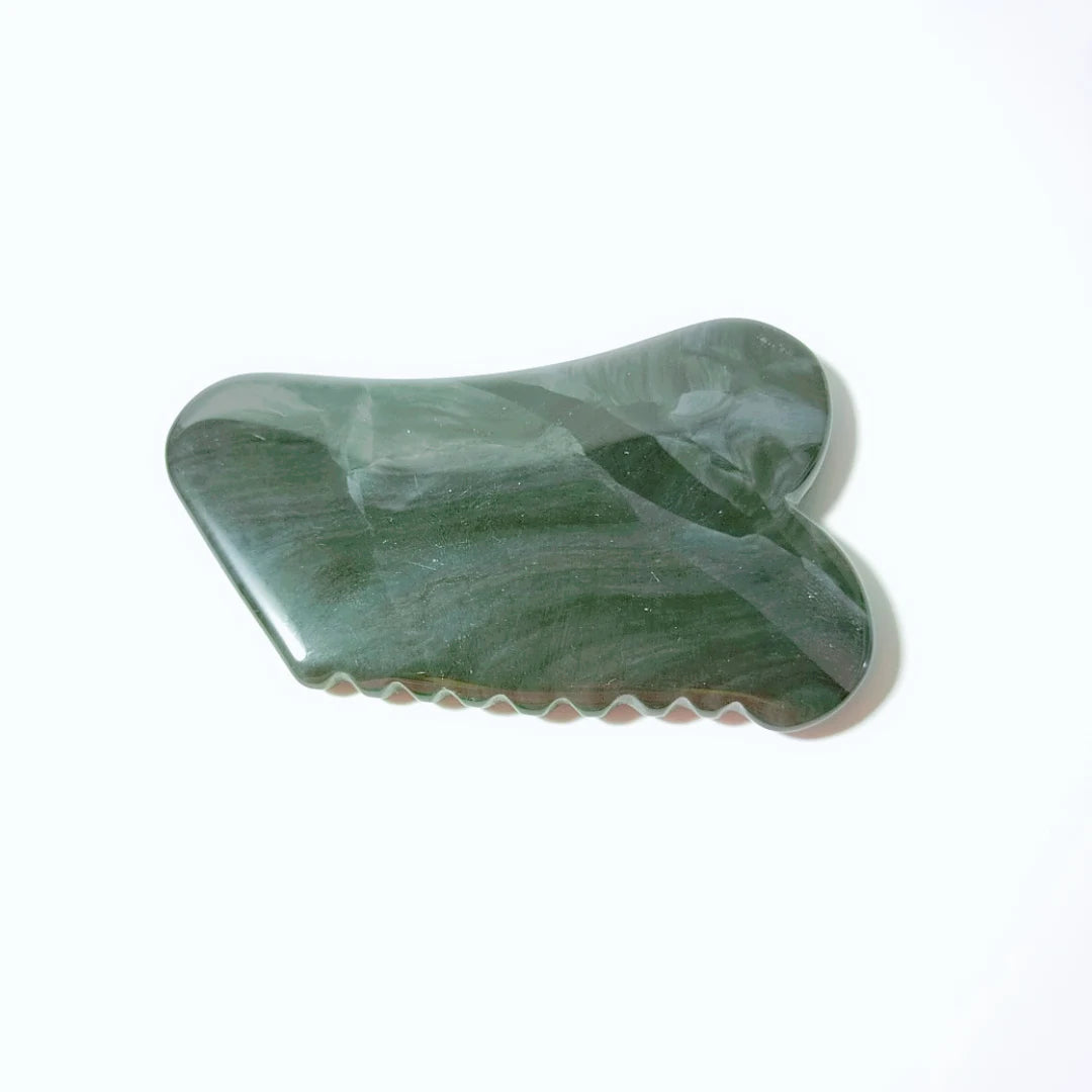 Huiying Factory Natural Jagged square Shape Guasha Board Moss Agate Crystal Massage Tool for Beauty