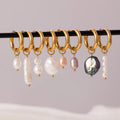 New Gold Hoop Earrings Freshwater Pearl Dangle Earrings Set Irregular Baroque Pearl Jewelry Women Trendy Statement Accessories