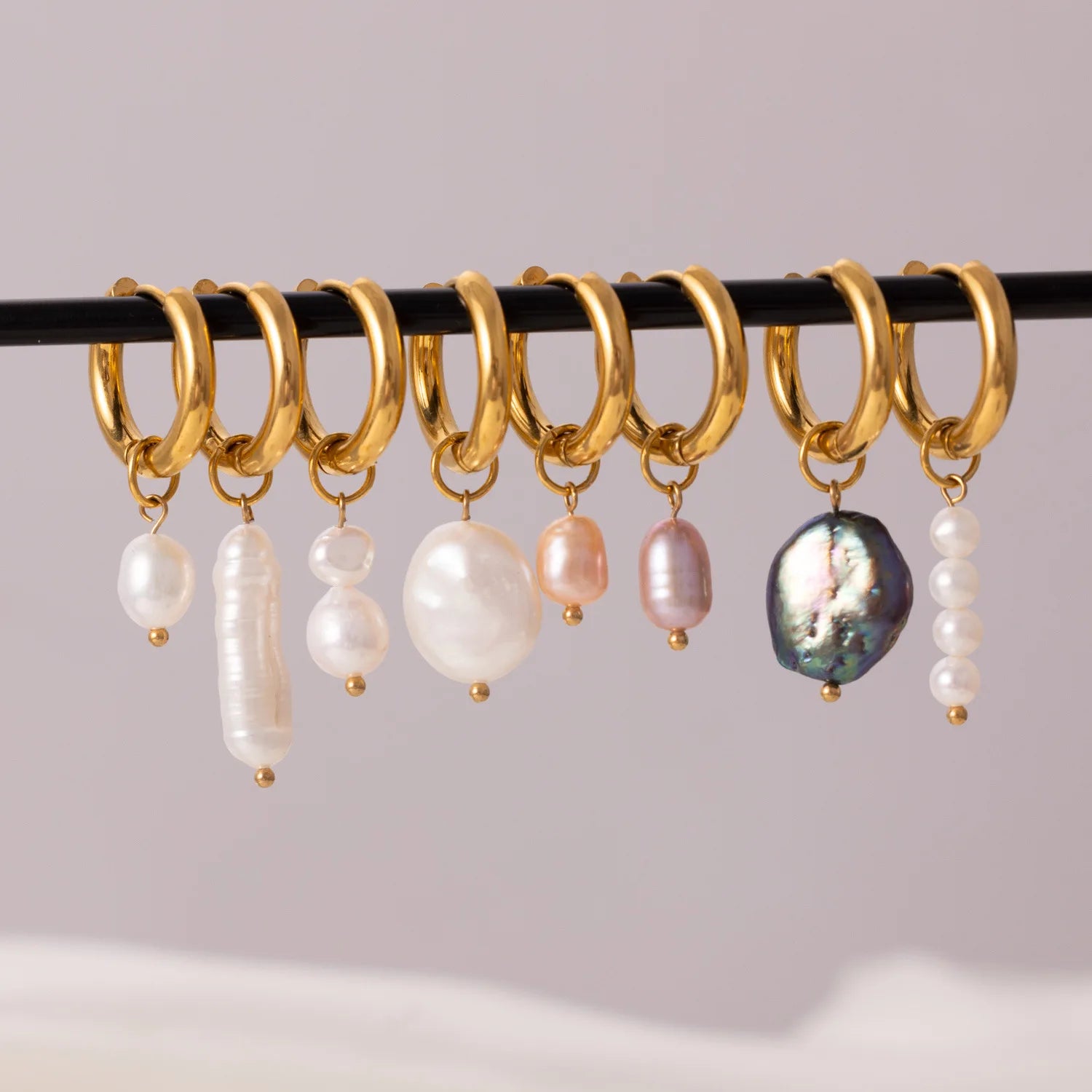 New Gold Hoop Earrings Freshwater Pearl Dangle Earrings Set Irregular Baroque Pearl Jewelry Women Trendy Statement Accessories