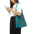 2023 OEM ODM Wholesale Japan Vintage Women's Fashion Tote Bags New Design Knitted Pleated Foldable Shopping Bag Two Handles Open