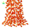Silk Artificial Fall Leaf Garland Hanging Vines and Maple Leaves for Thanksgiving Decor Hanging Garland with Natural Fall Look