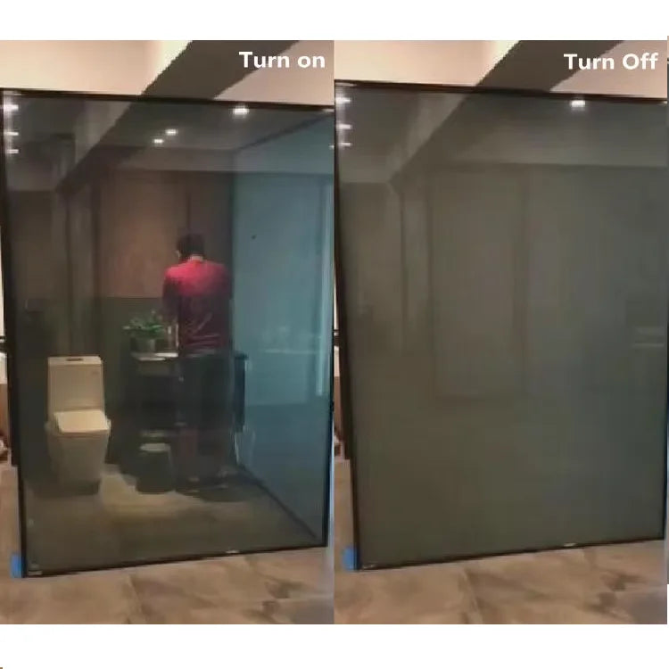 Black PDLC Smart Glass Films Self-Adhesive Electrochromic Switchable Tint for Outdoor Exterior Kitchen Modern Apartment Design