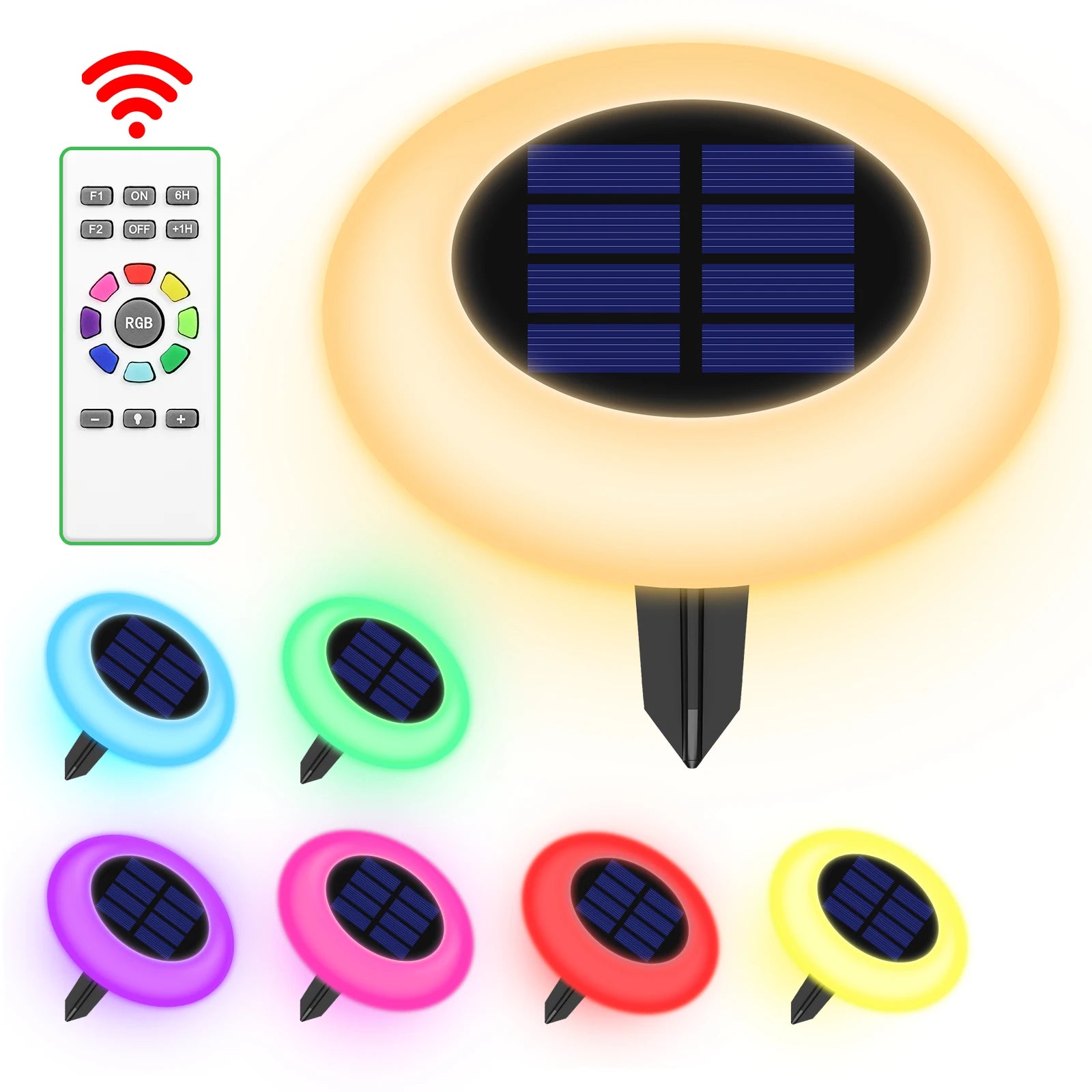Intelamp Solar Colorful Pathway Light Color Changing Outdoor Lights with Remote Control for Garden Lawn Walkway Yard Patio