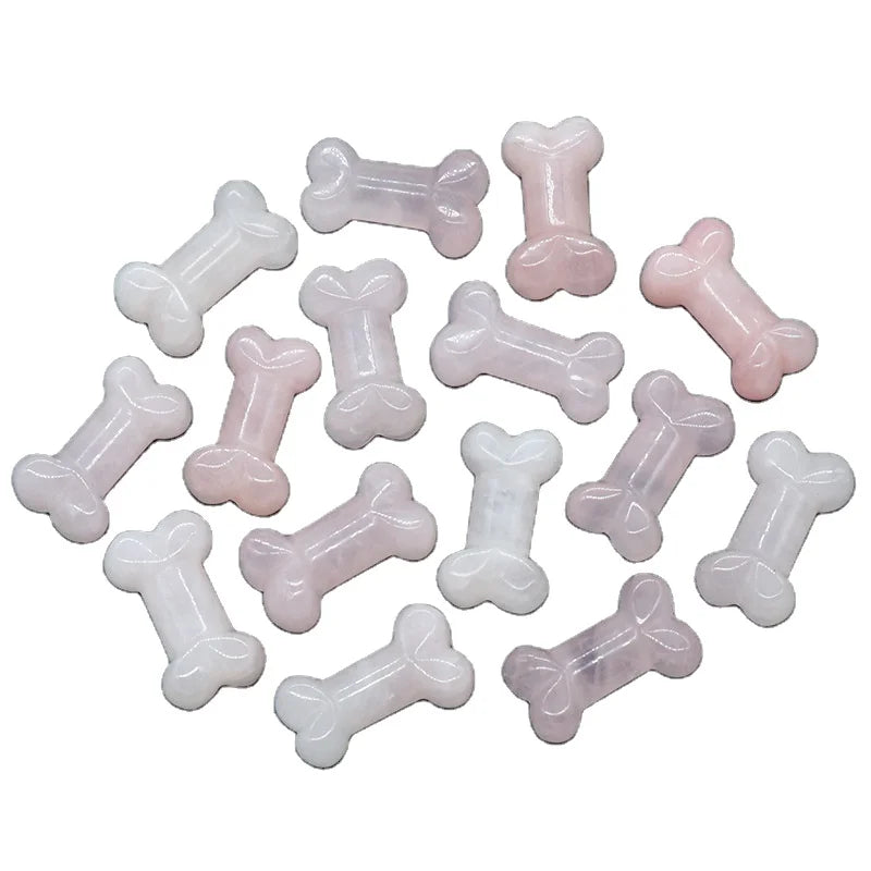 2025 Wholesale Bone Shapes Healing Natural Rose Quartz Decoration Natural Crystal Gemstone for Jewelry Making