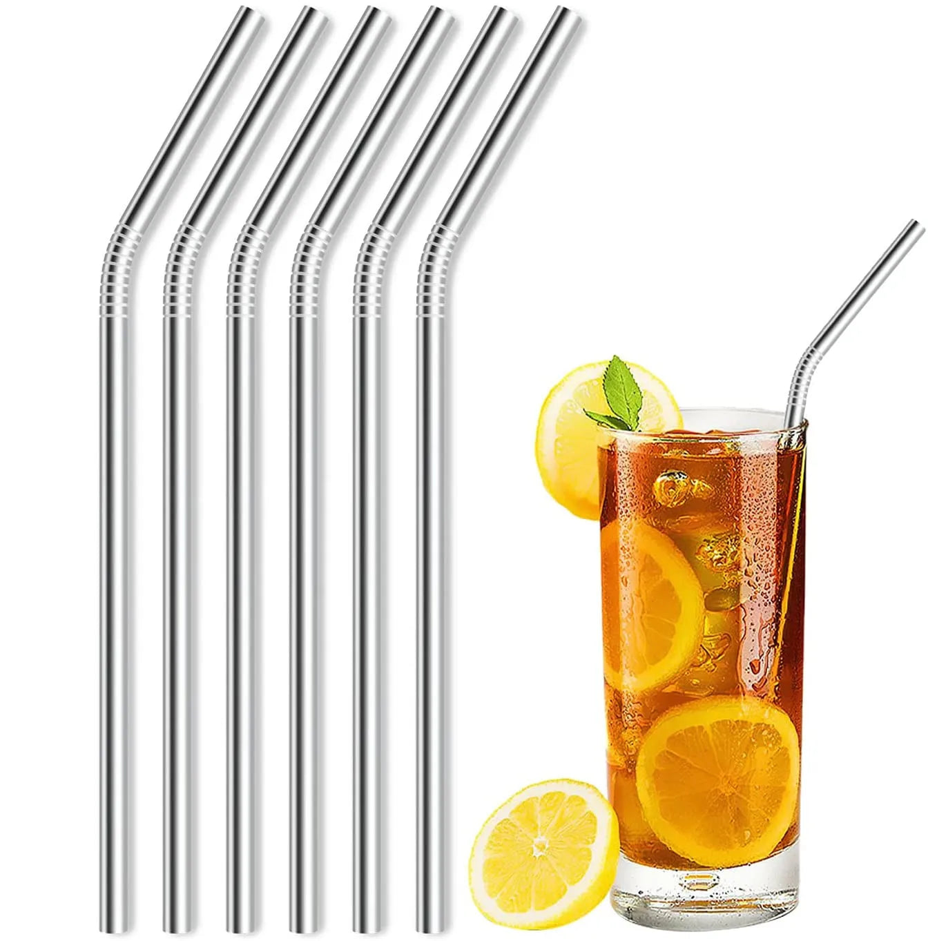 Extra Long Stainless Steel Drinking Straws Reusable Metal Straws for Tumblers Cups Mugs Cold Beverage
