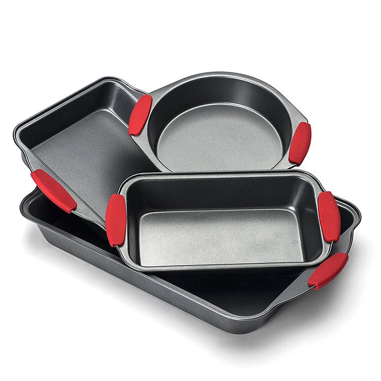 Custom 2/4/6/8/10 Inch Metal Bakeware Muffin Pan with Silicone Handles DIY Baking Tray for Cake Loaf Other Baked Goods