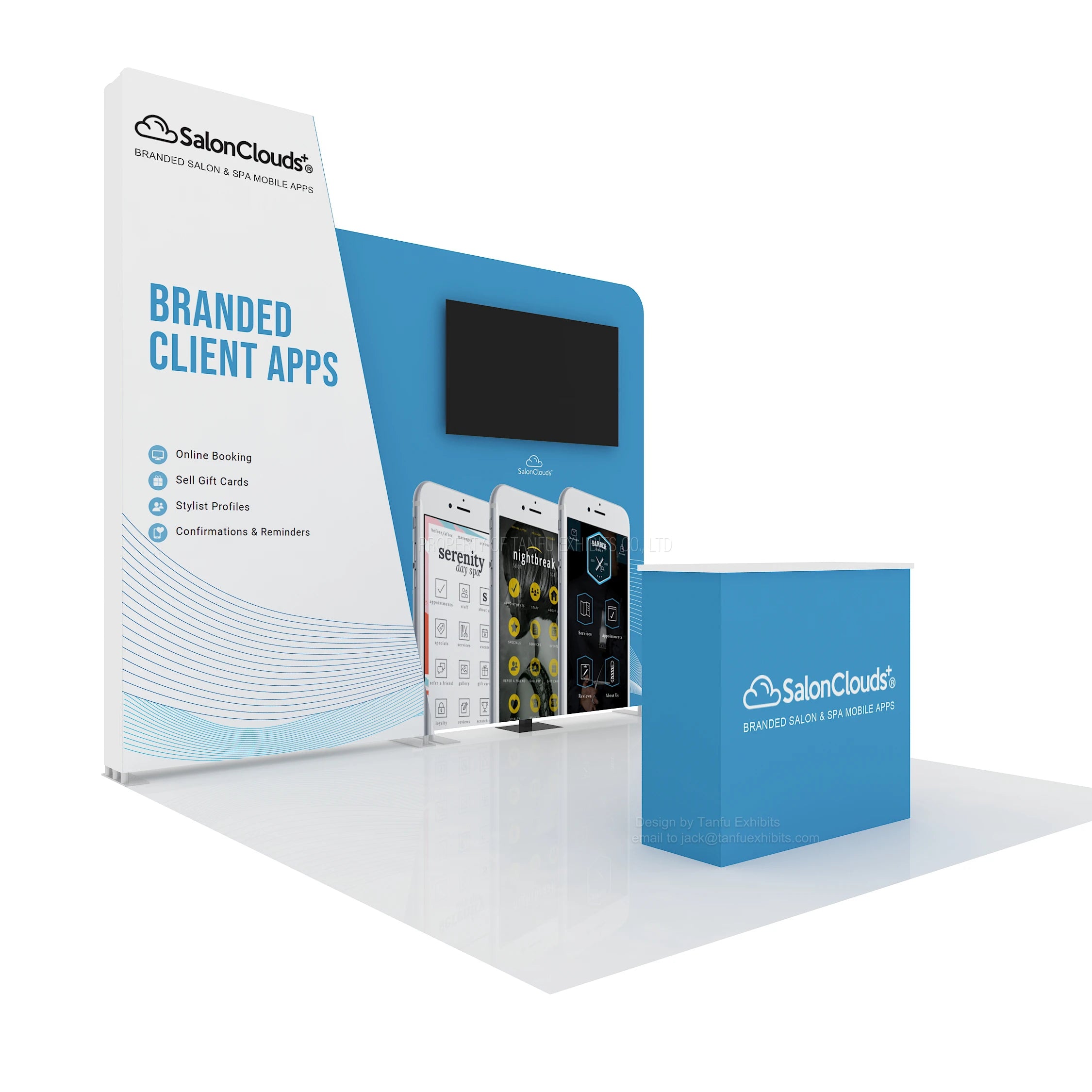 TANFU Model TF-J-23121 10x10 3x3 Custom Sizes Expo Portable Lightweight Aluminum Fabric Display Booth Tradeshow Easy Setup
