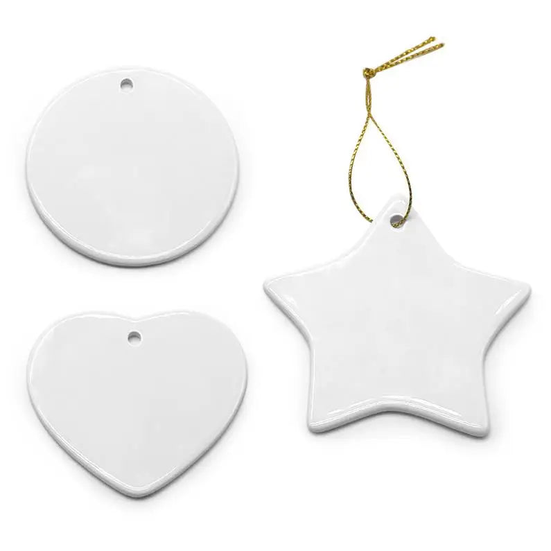 DIY Personalized 3 Inch Custom Round Ceramic Pendant for Sublimation Blanks Circle Christmas Tree Ornaments Hanging Decoration