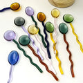 Portable Glass Coffee Cup Spoon Custom Glasses Mini Spoon Round Kitchen Tableware Stirrer Rod Blown Glass Spoon