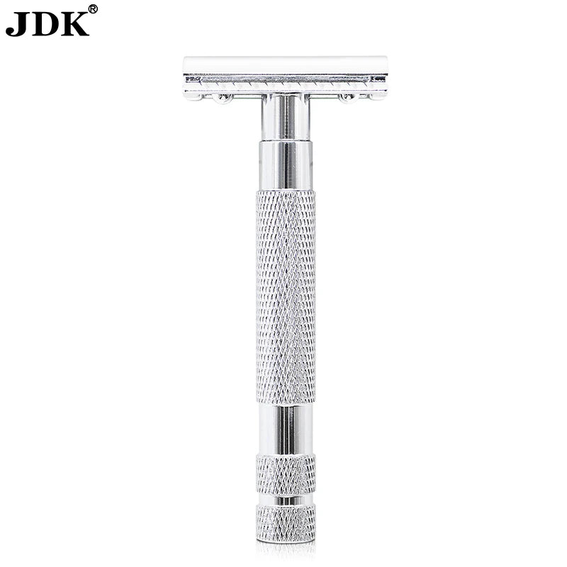 JDK Premium Men's Wet Grooming Safety Razor Classical Double Edge Shaver Gun in Metal Black Traditional Wet Shaving