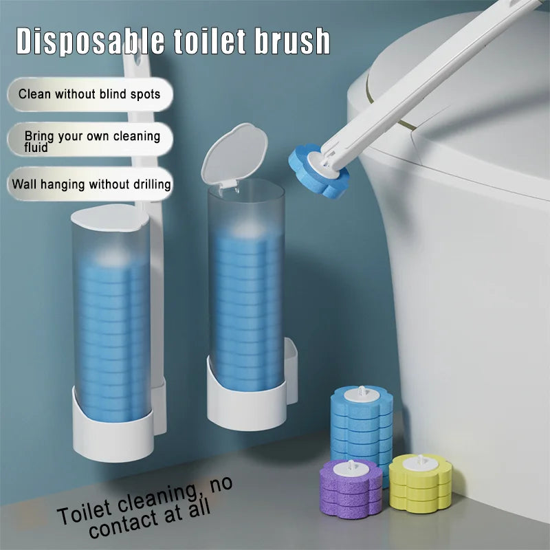 Wholesale Disposable Toilet Cleaner Brush with 6 Replacement Heads Disposable Toilet Bowl Cleaning Brush