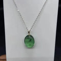 Simple 925 Sterling Silver Healing Crystal Jewelry  Natural High Quality Green Fluorite Polished Raw Stone Pendant