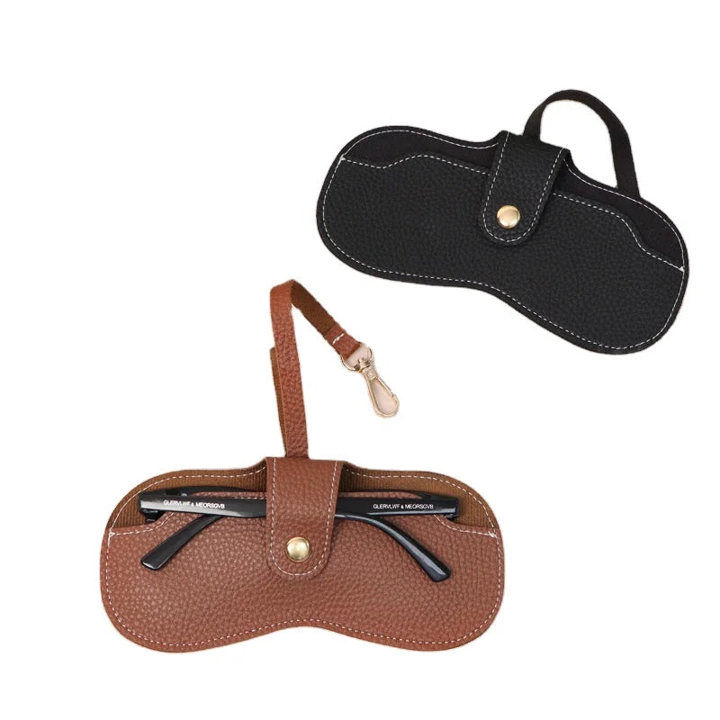 5 Colors PU Leather Sunglasses Glasses Clip Pouch Eye Ware Glasses Storage Bag for Outdoor Glasses Carrier