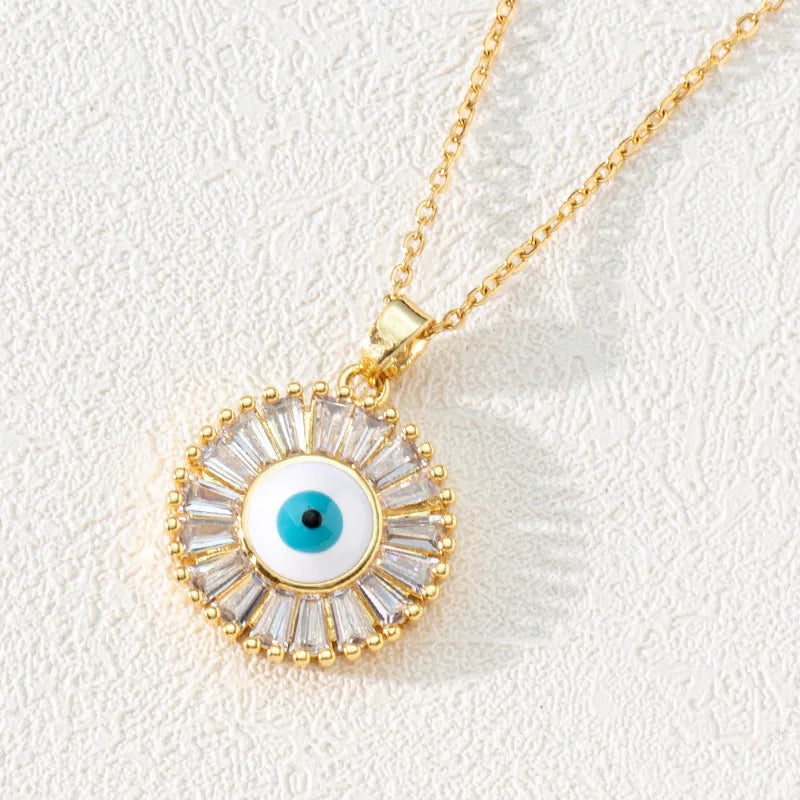12 Designs Lucky Eye Fatima Hamsa Hand Turkish Evil Eye Pendant Necklace Gold Chain Necklace for Women Girls Evil Eye Jewelry