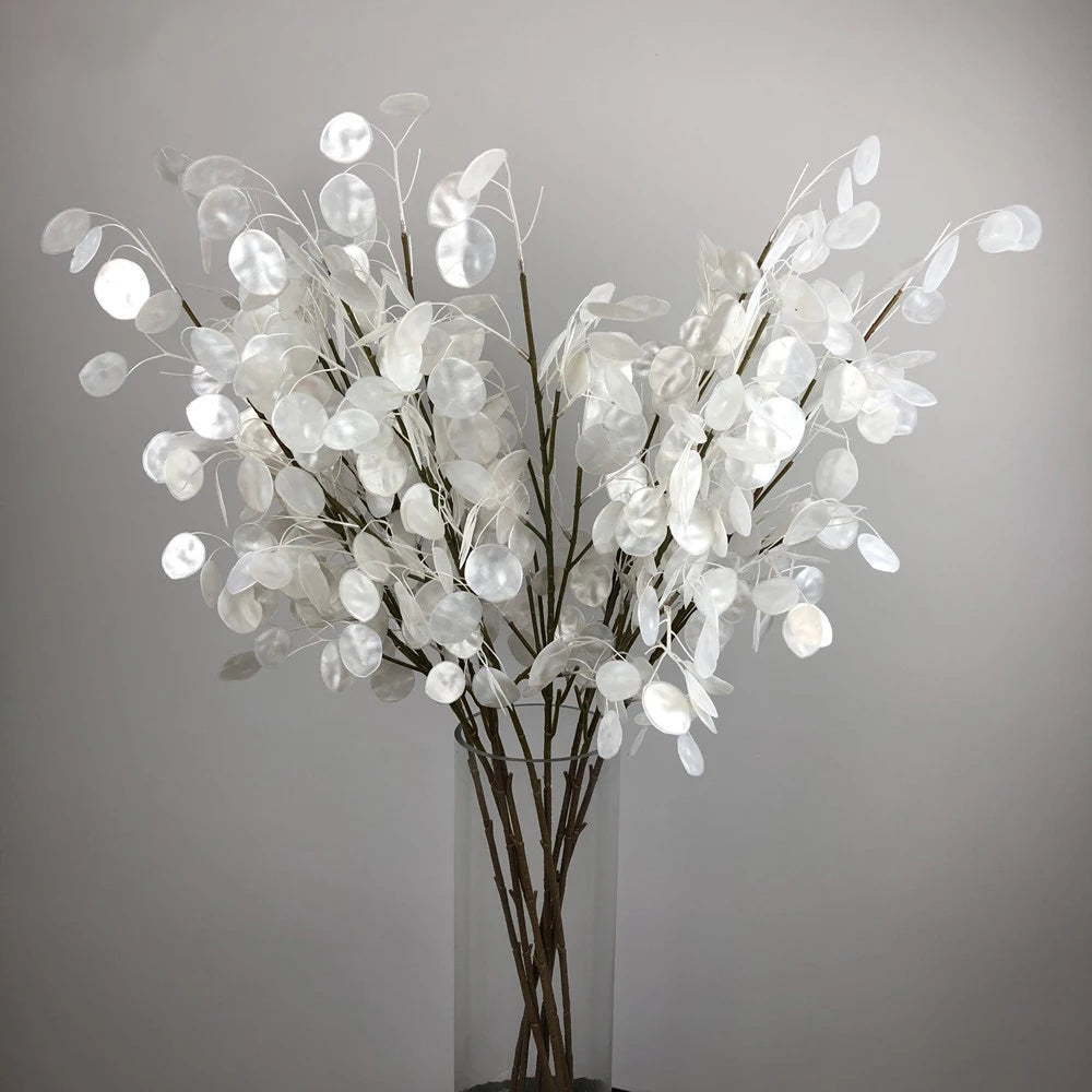 Y-H099 Wholesale Decorative Plastic Lunaria Annua Stem Flower Artificial Eucalyptus Flowers for Home Wedding Decor