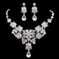 Conjunto De Joyas Trendy Jewelry Set Charm Gold Silver Color Wedding Drop Earring for Women Luxury Bridal Flower Necklace