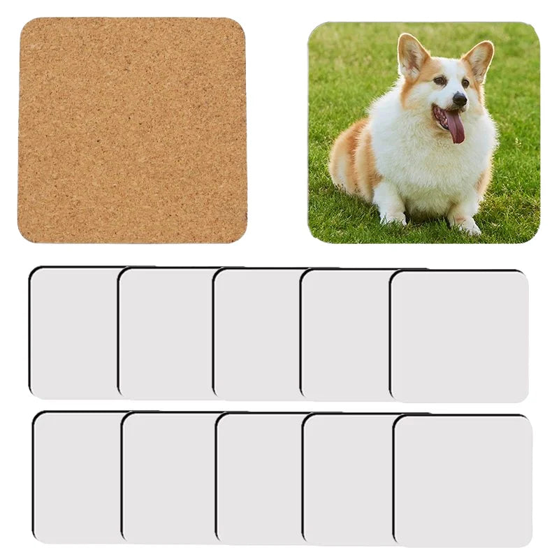 MDFSUB Modern Square 90x90mm Glossy White Eco-Friendly Sublimation MDF Coaster 3mm Thick Protective Film
