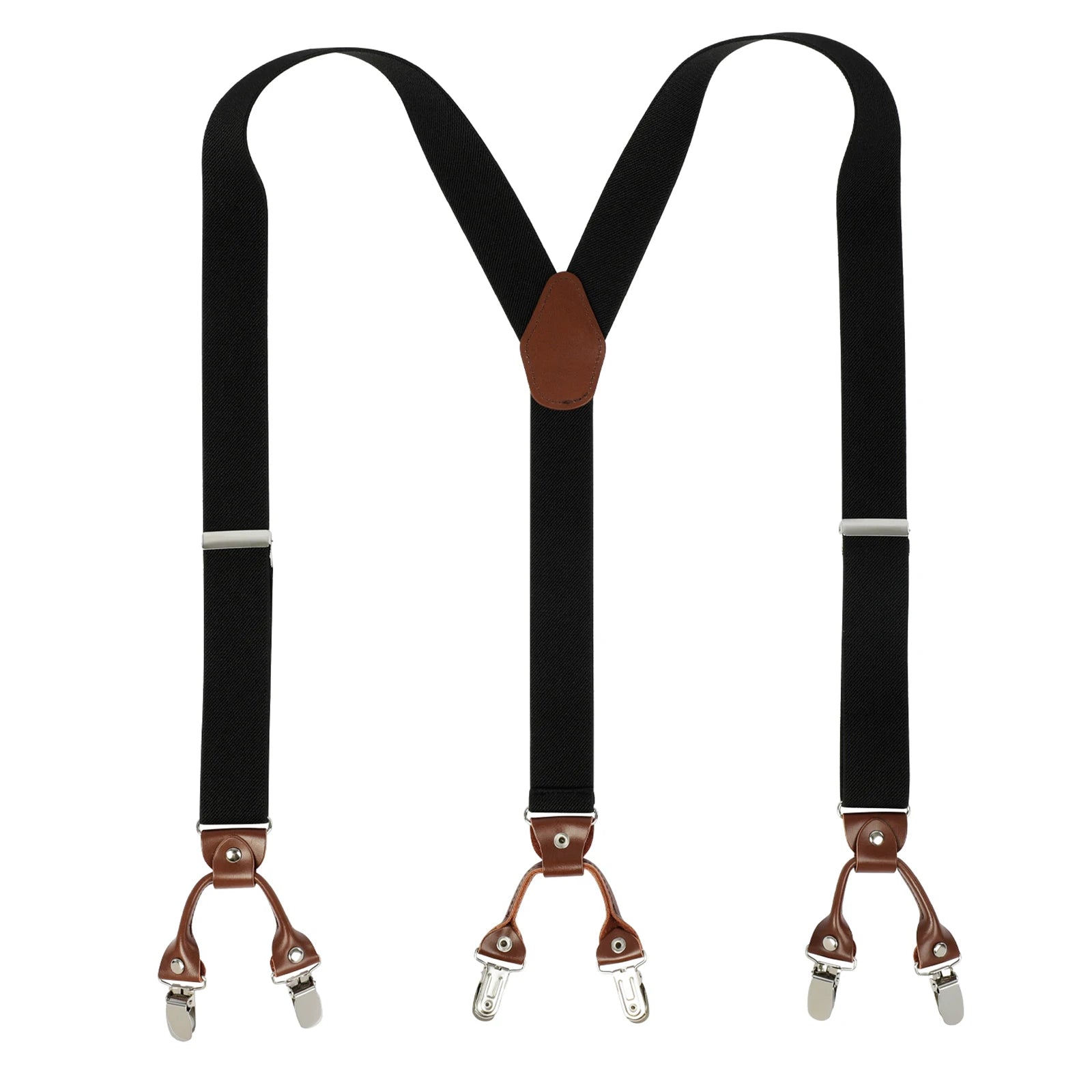 Factory Direct Price New Fashion Men's Braces 6 Clips Y Shape PU Leather Suspenders Steel Buckle 3.5cm Width Custom Brand OEM