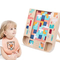 Children's Classic Wooden 3D Parent-Child Interactive Double Colorful Geometric Building Block Jigsaw Puzzle Game
