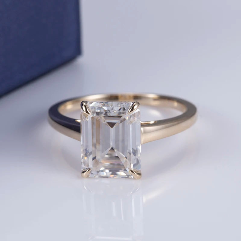 Mishang MSR-543 14k Yellow Gold 3ct D VS1 Emerald Cut Lab Grown Diamond Engagement Ring
