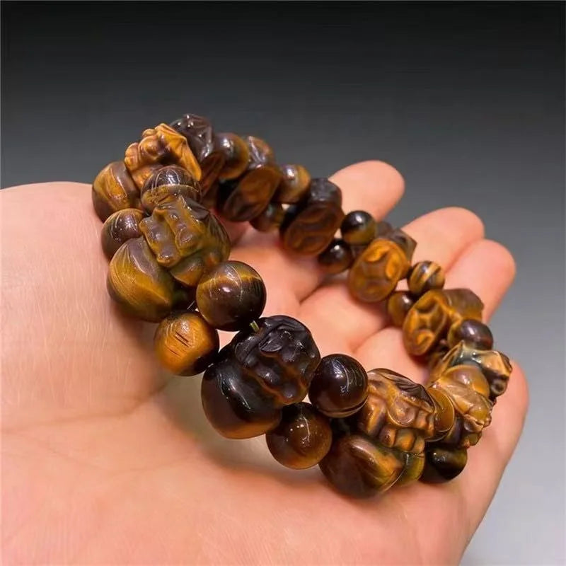 Handmade Trendy Healing Stone tiger Eye Gold Silver Obidian Pixiu Lucky Stone Unisex Men Charm Bracelets for Good Luck