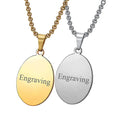 Fashion Designer Jewelry Gold Custom Text Logo Engraved Necklace Personalized Brand Name Stainless Steel Oval Pendant Necklace