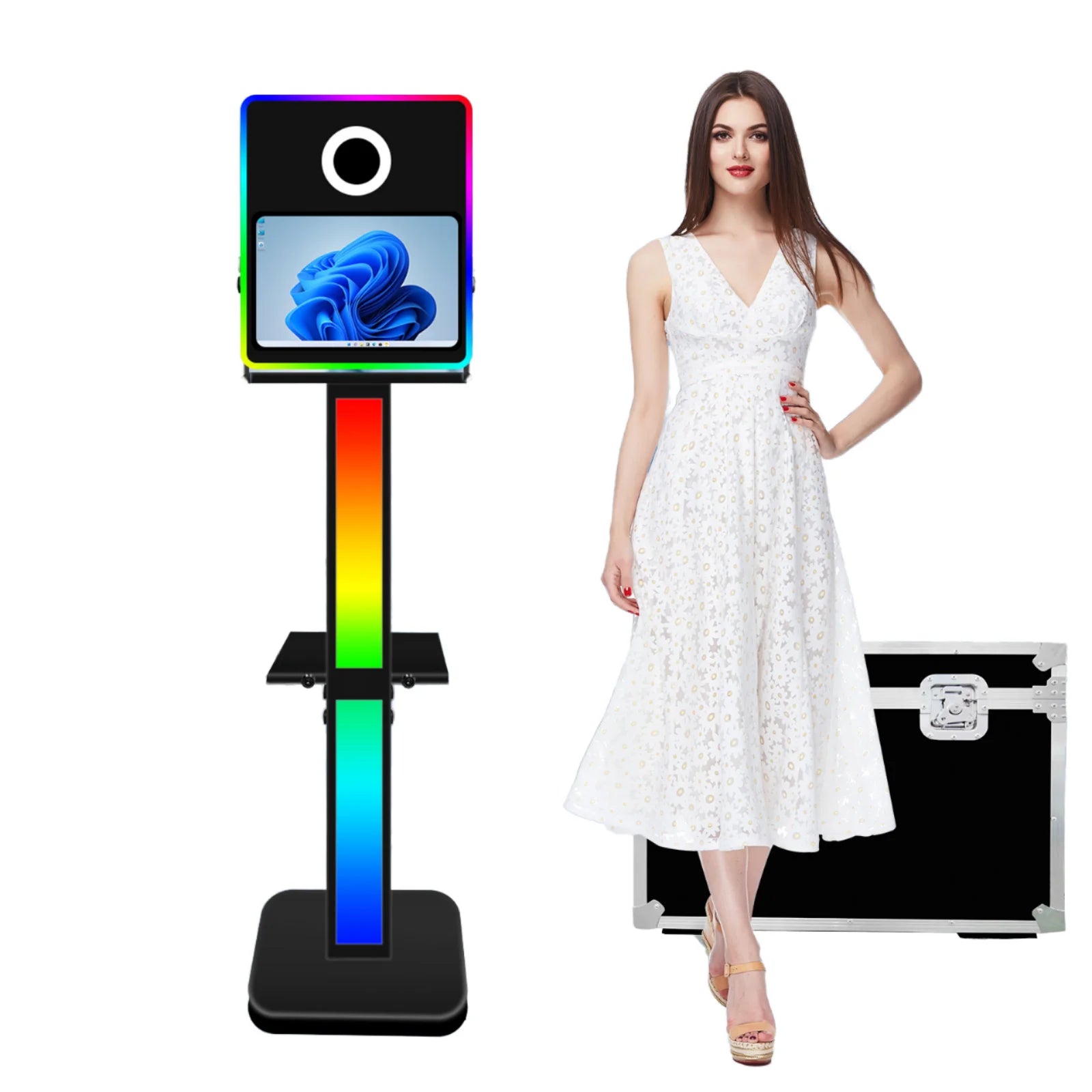 Black DSLR Photo Booth With 15.6 Inch Touch Screen Compatible Camera SLR Printer Selfie Booth Machine for Party Photobooth
