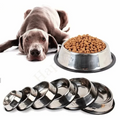 Wholesale Stainless Steel Non Slip Dog Cat Bowl Animal Pet Round Food Water Feeder Dog Bowls Puppy Food Water Feeding Bowl